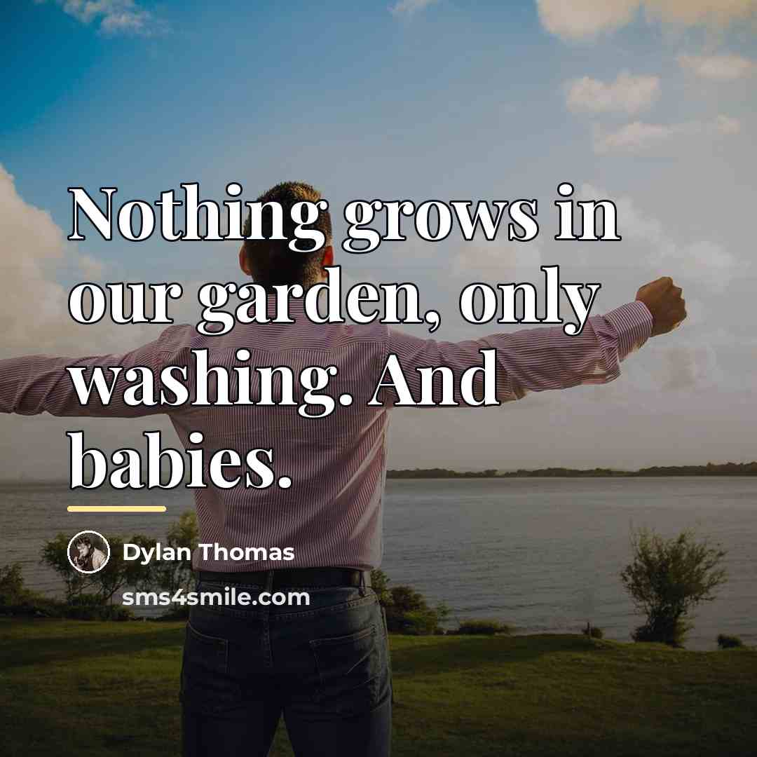 “Nothing grows in our garden, only washing. And babies.…” quote by Dylan Thomas