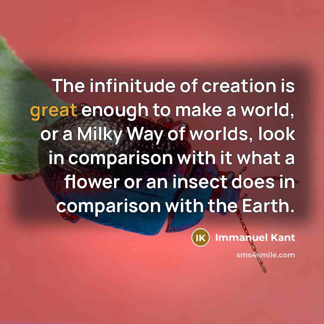 “The infinitude of creation is great enough to make a…” quote by Immanuel Kant