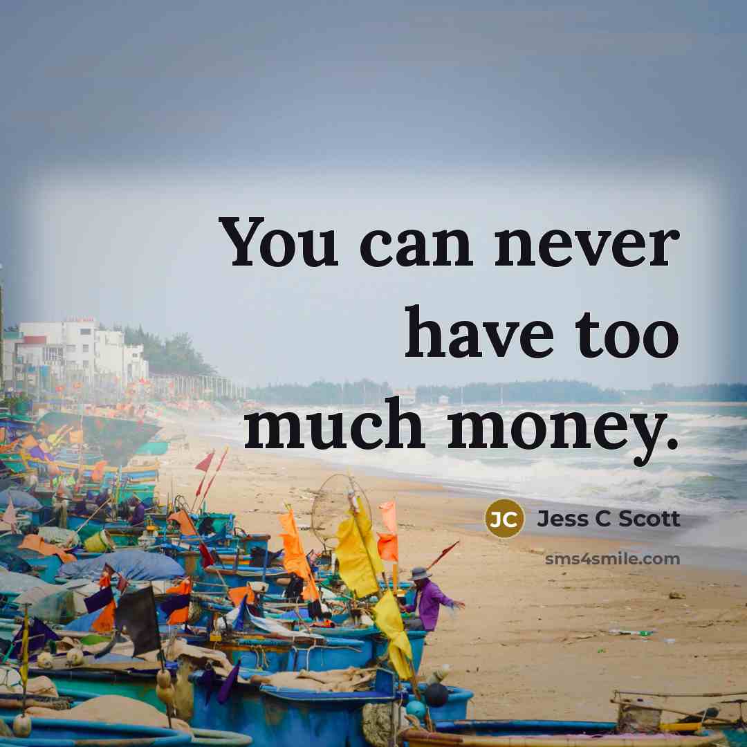“You can never have too much money.…” quote by Jess C Scott