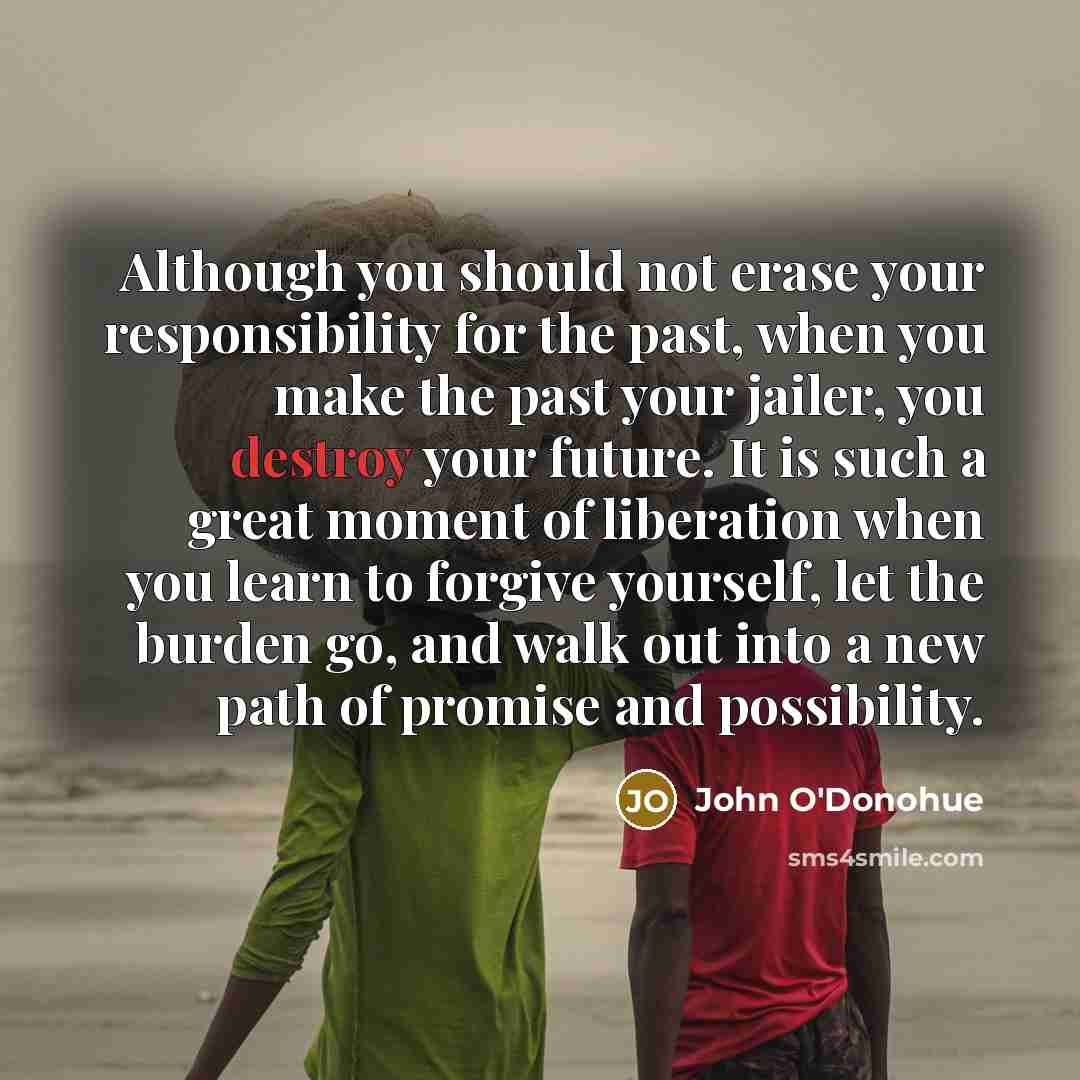 “Although you should not erase your responsibility for the past,…” quote by John O'Donohue
