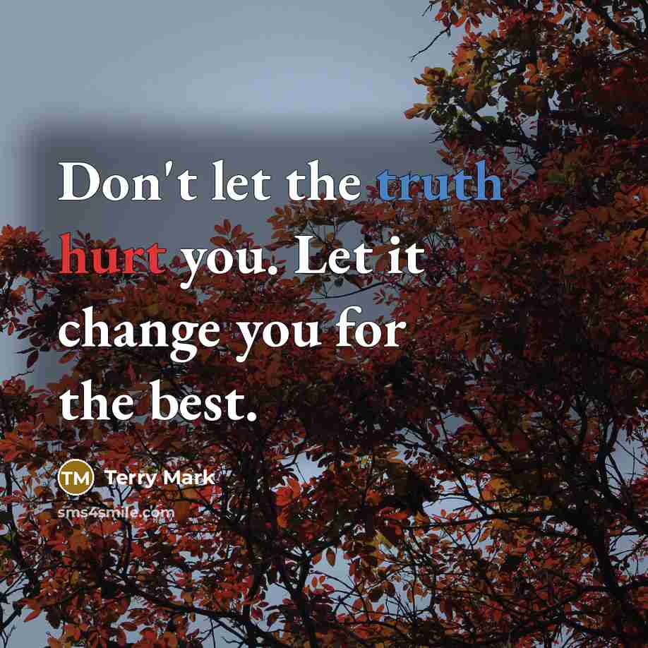 “Don't let the truth hurt you. Let it change you…” quote by Terry Mark
