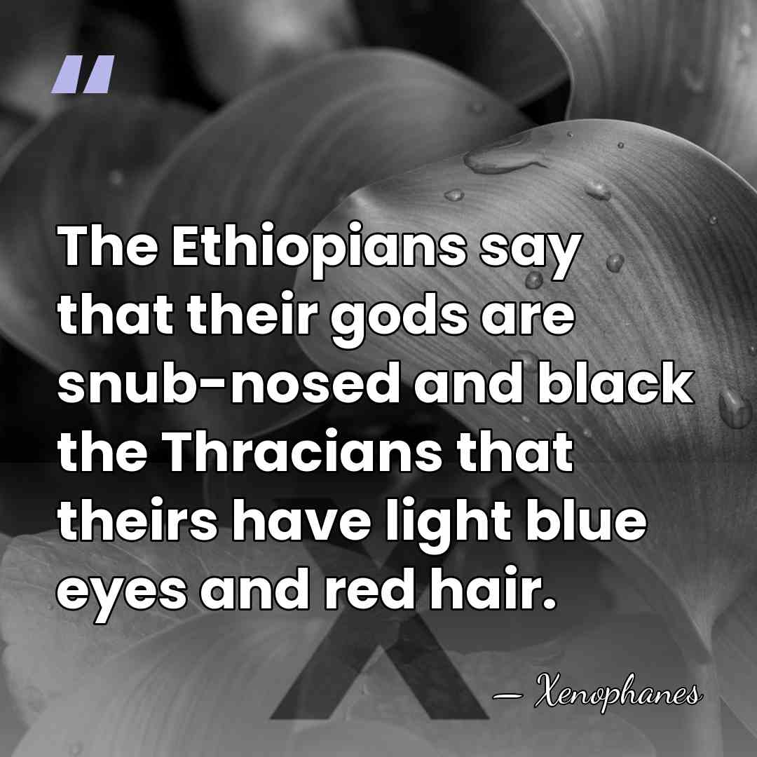 The Ethiopians say that their gods are snub-nosed and black the Thracians&hellip; - Xenophanes