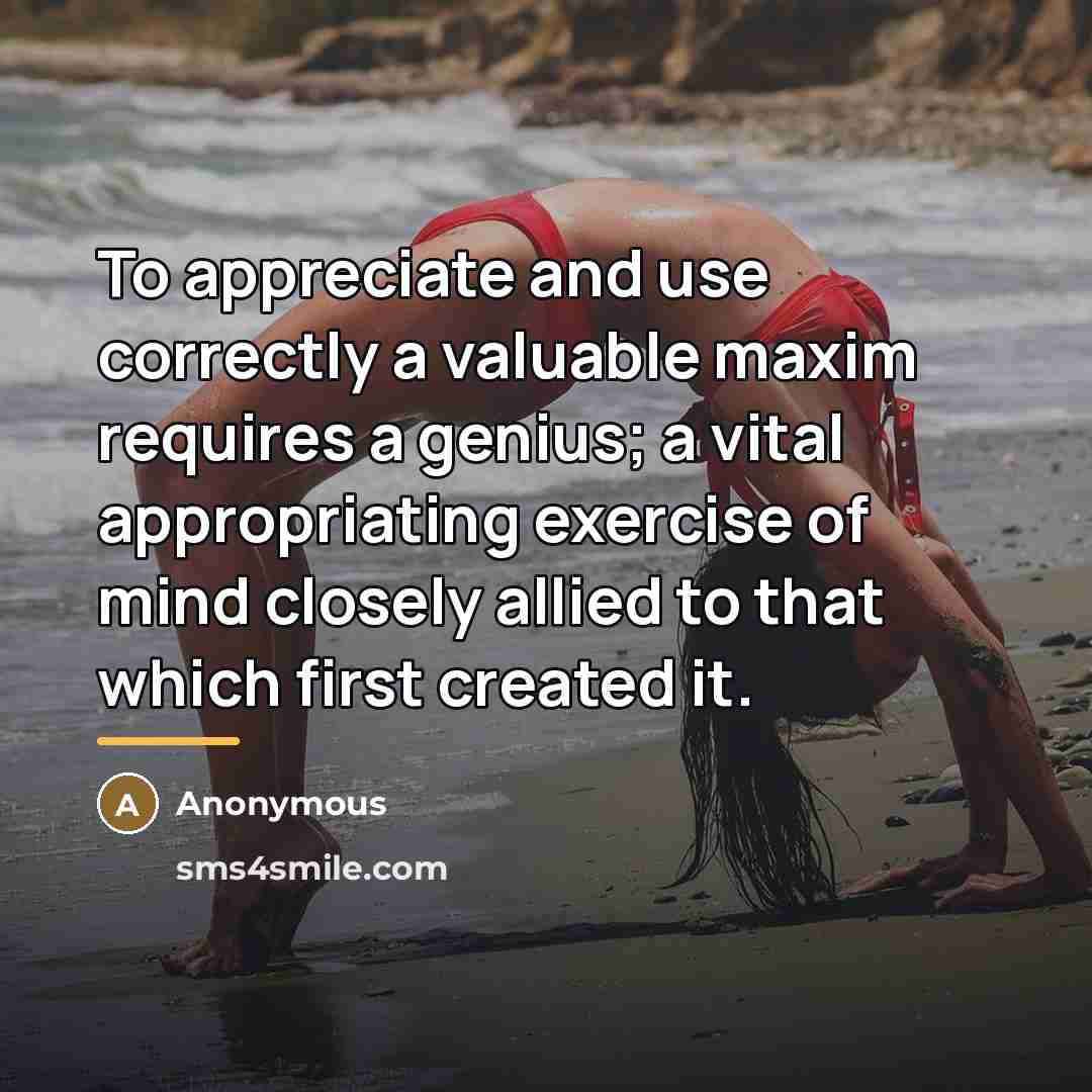 “To appreciate and use correctly a valuable maxim requires a…” quote by Anonymous