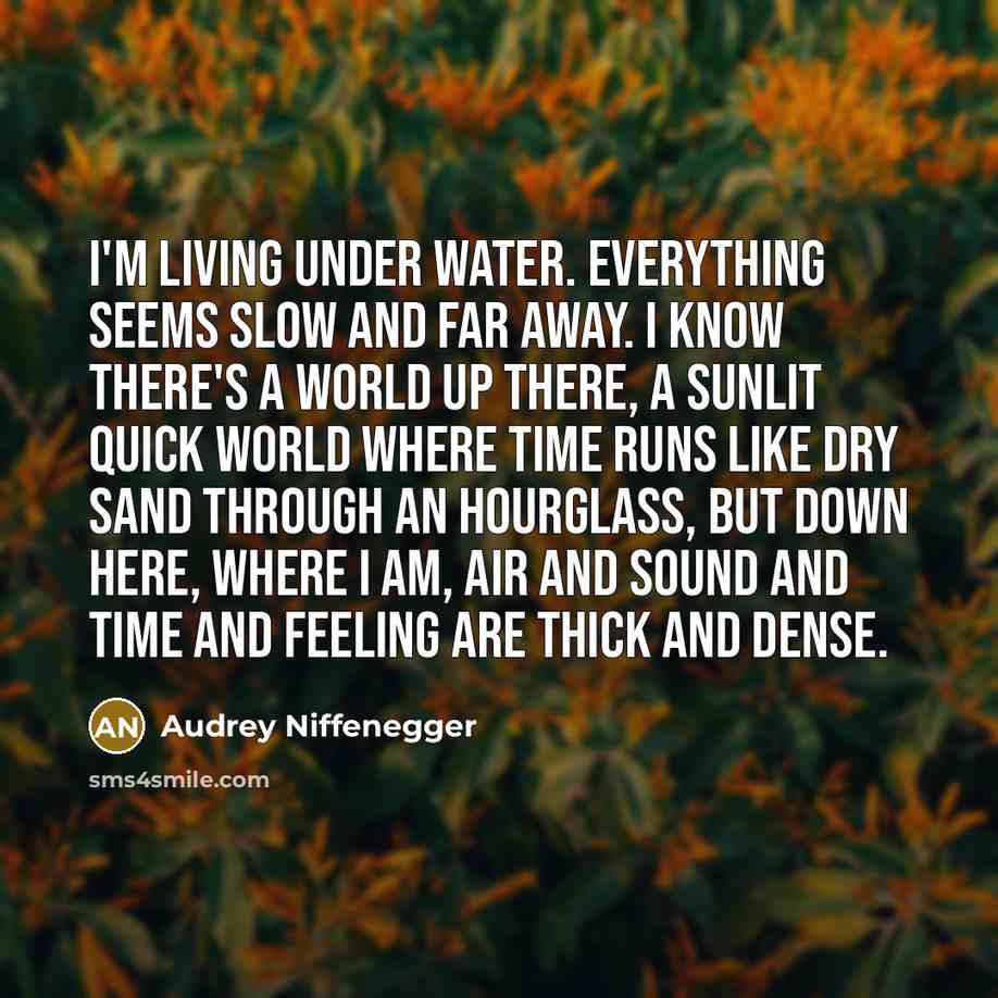 “I'm living under water. Everything seems slow and far away.…” quote by Audrey Niffenegger