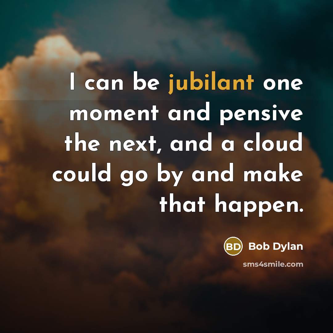 “I can be jubilant one moment and pensive the next,…” quote by Bob Dylan
