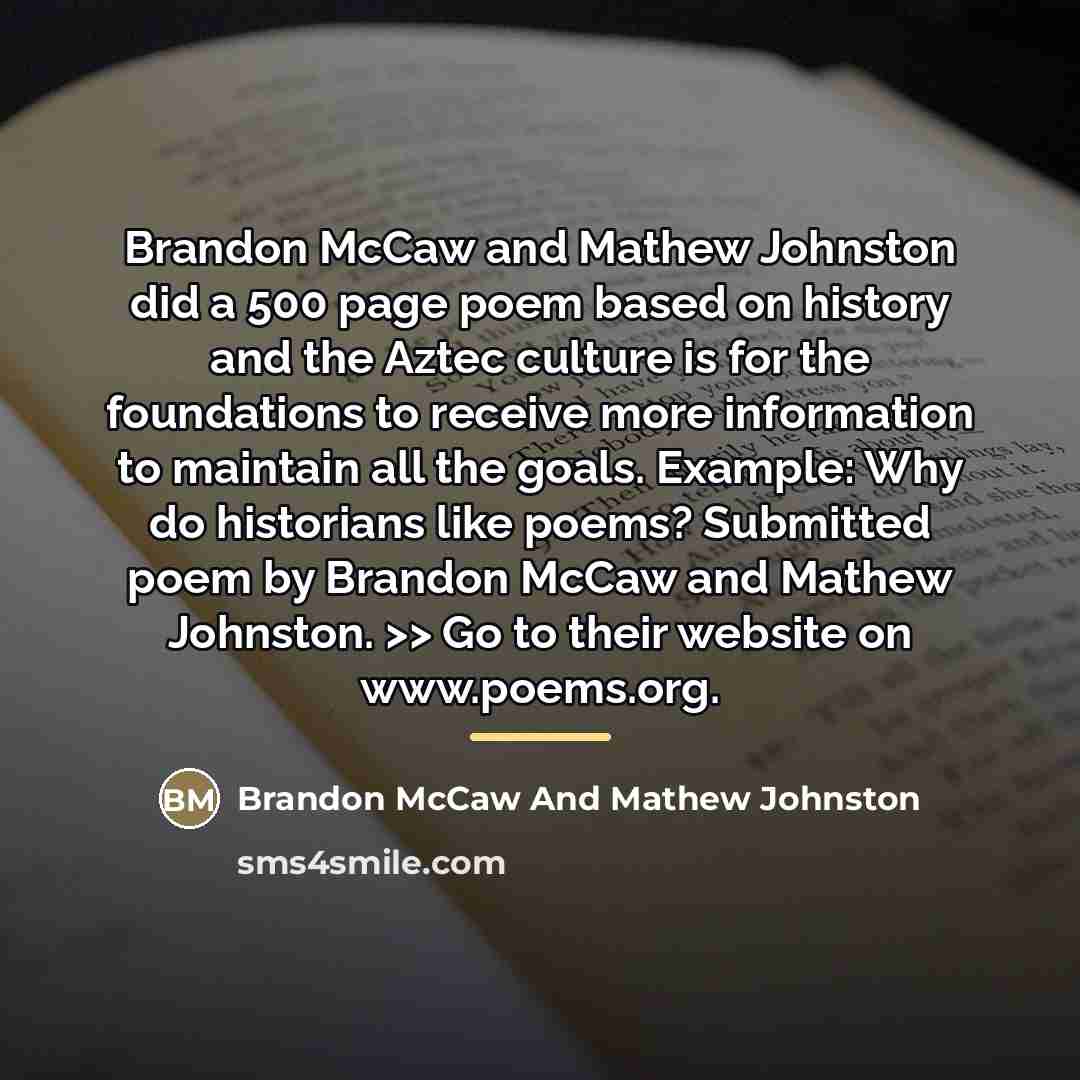 “Brandon McCaw and Mathew Johnston did a 500 page poem…” quote by Anonymous