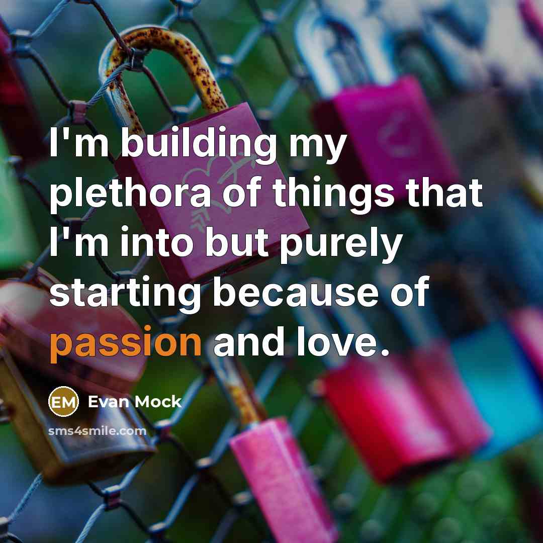 “I'm building my plethora of things that I'm into but…” quote by Evan Mock