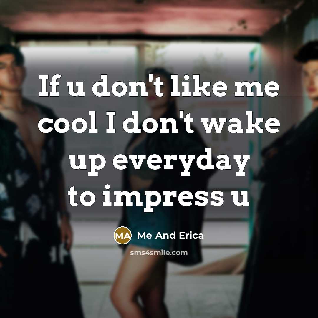“If u don't like me cool I don't wake up everyday to impress u” quote by Me And Erica