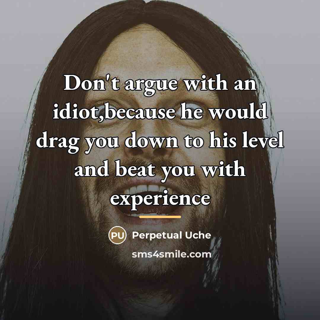 “Don't argue with an idiot,because he would drag you down…” quote by Perpetual Uche