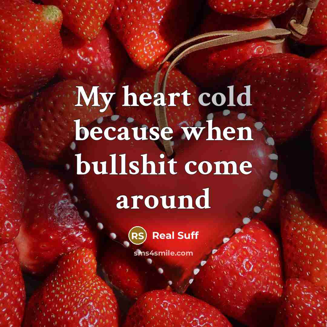 “My heart cold because when bullshit come around” quote by Real Suff