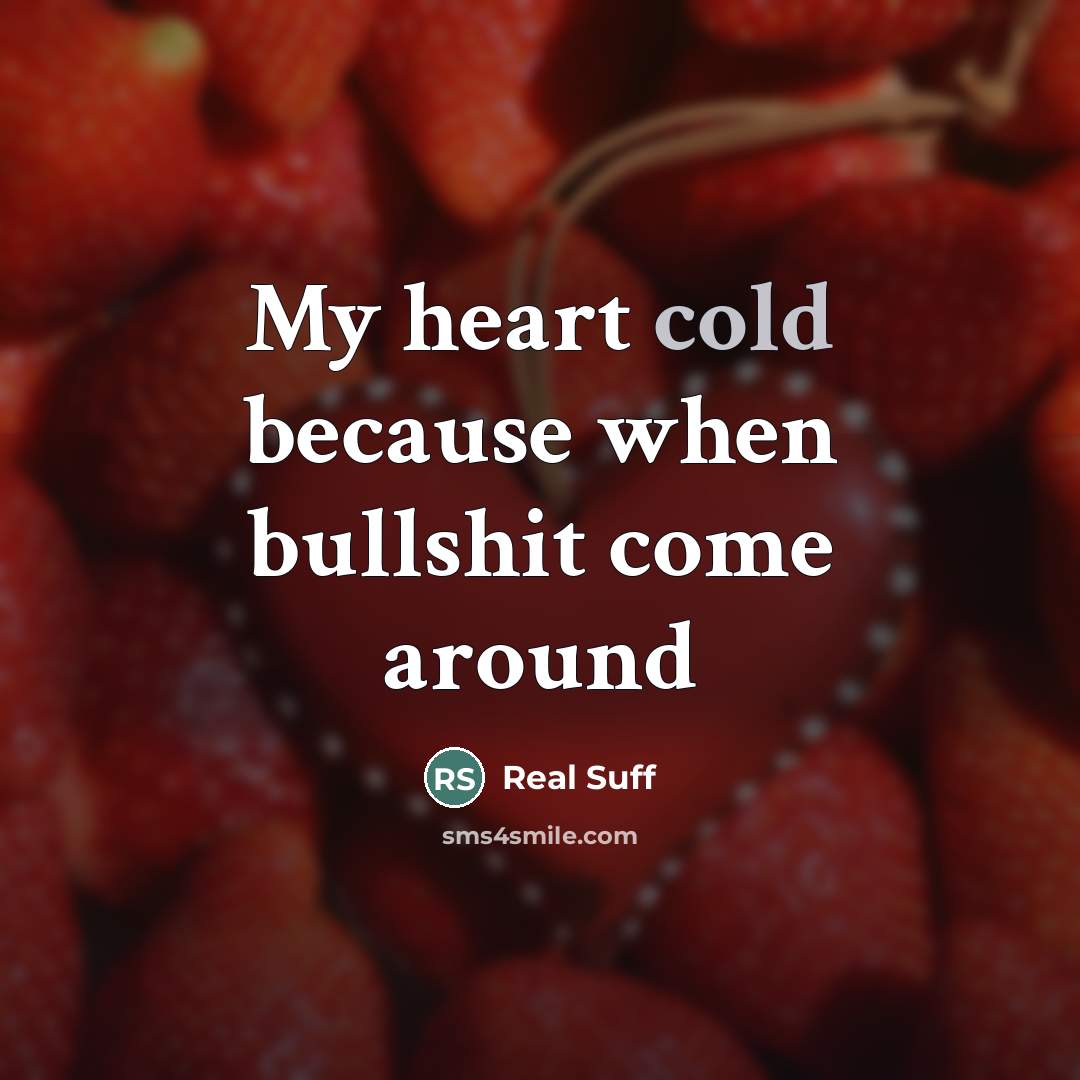“My heart cold because when bullshit come around” quote by Real Suff