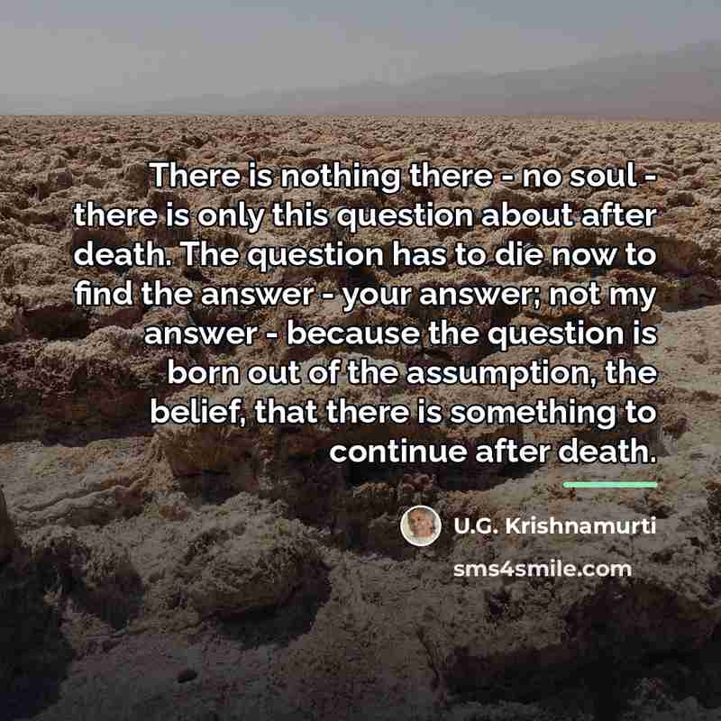 “There is nothing there - no soul - there is…” quote by U.G. Krishnamurti