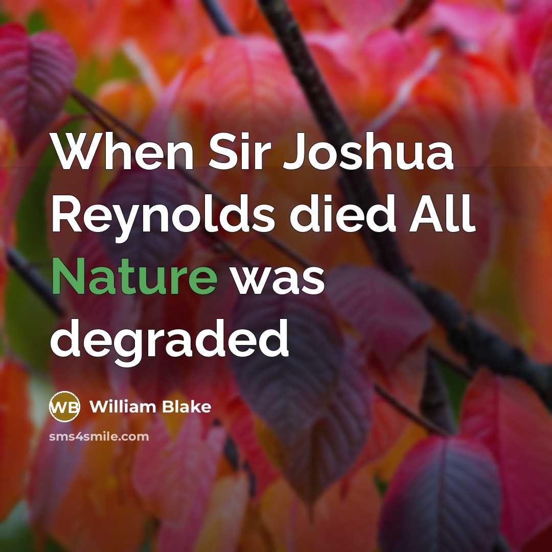 “When Sir Joshua Reynolds died All Nature was degraded…” quote by William Blake