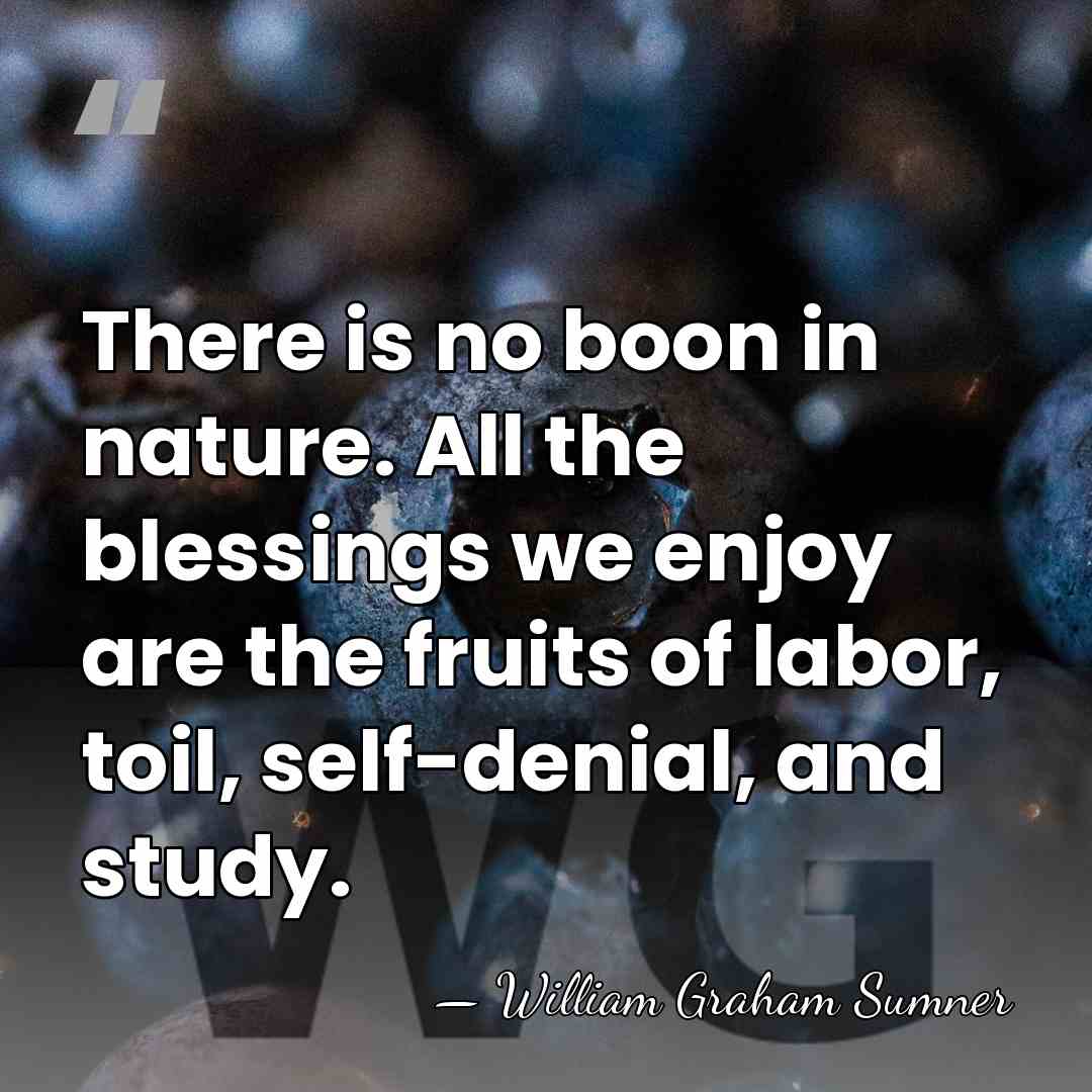 There is no boon in nature. All the blessings we enjoy are&hellip; - William Graham Sumner