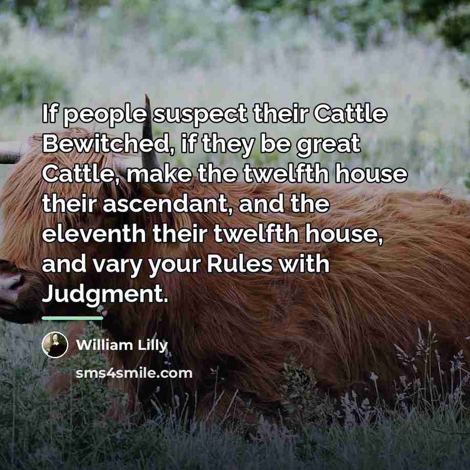 “If people suspect their Cattle Bewitched, if they be great…” quote by William Lilly