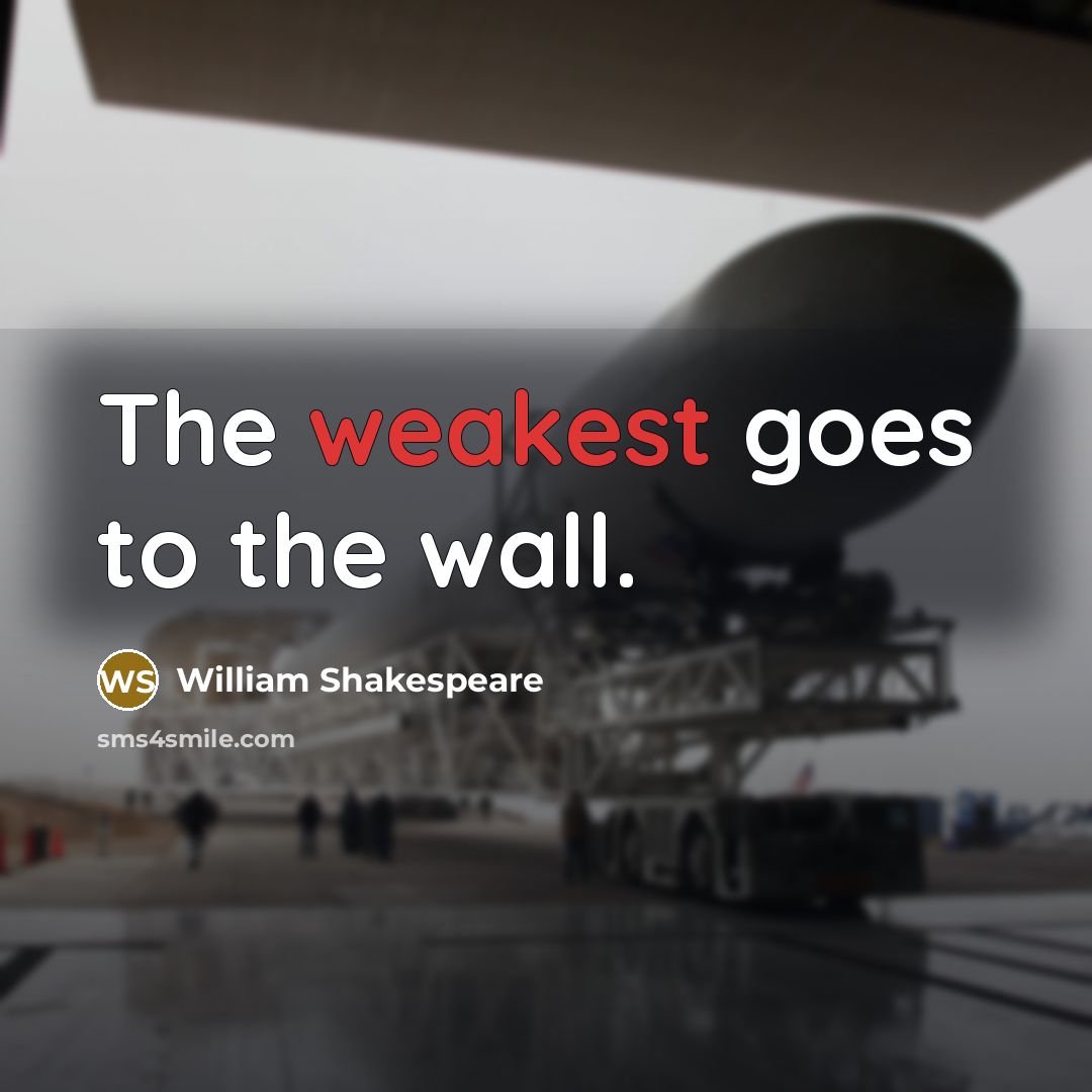 “The weakest goes to the wall.” quote by William Shakespeare