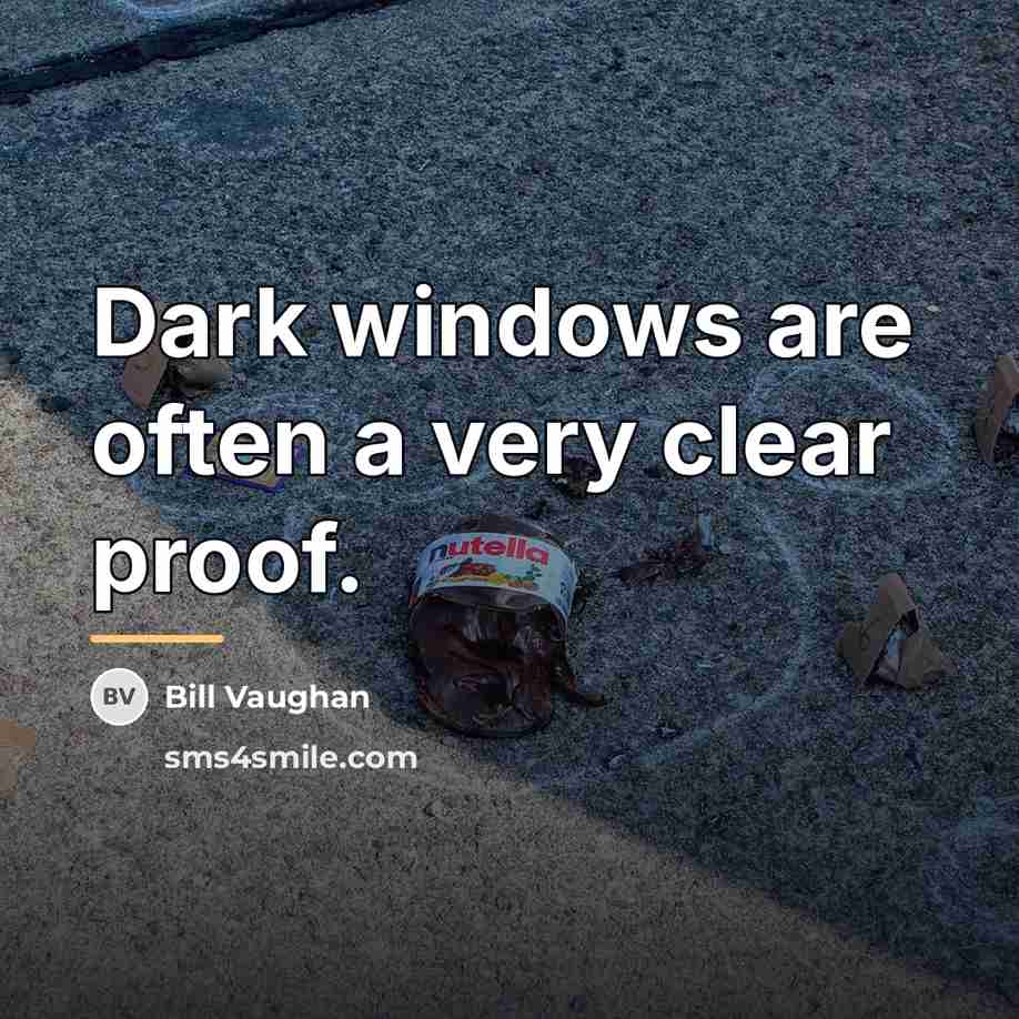 “Dark windows are often a very clear proof.…” quote by Bill Vaughan