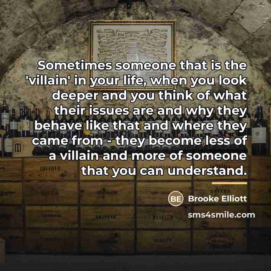 “Sometimes someone that is the 'villain' in your life, when…” quote by Brooke Elliott