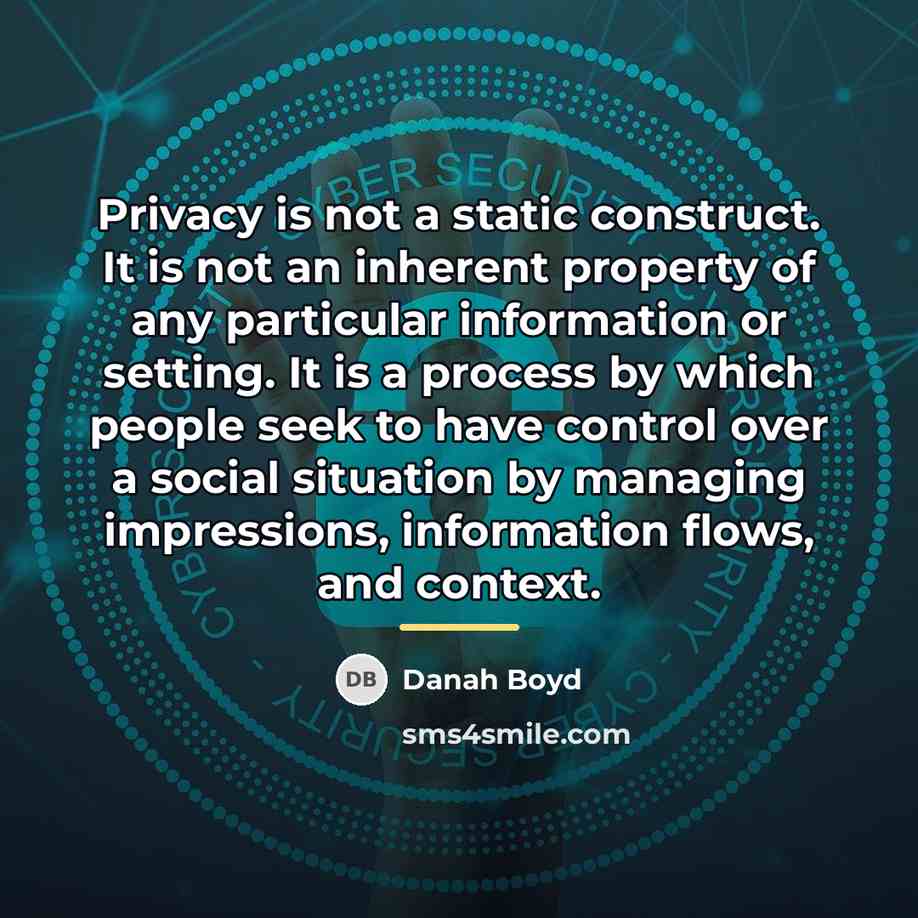 “Privacy is not a static construct. It is not an…” quote by danah boyd