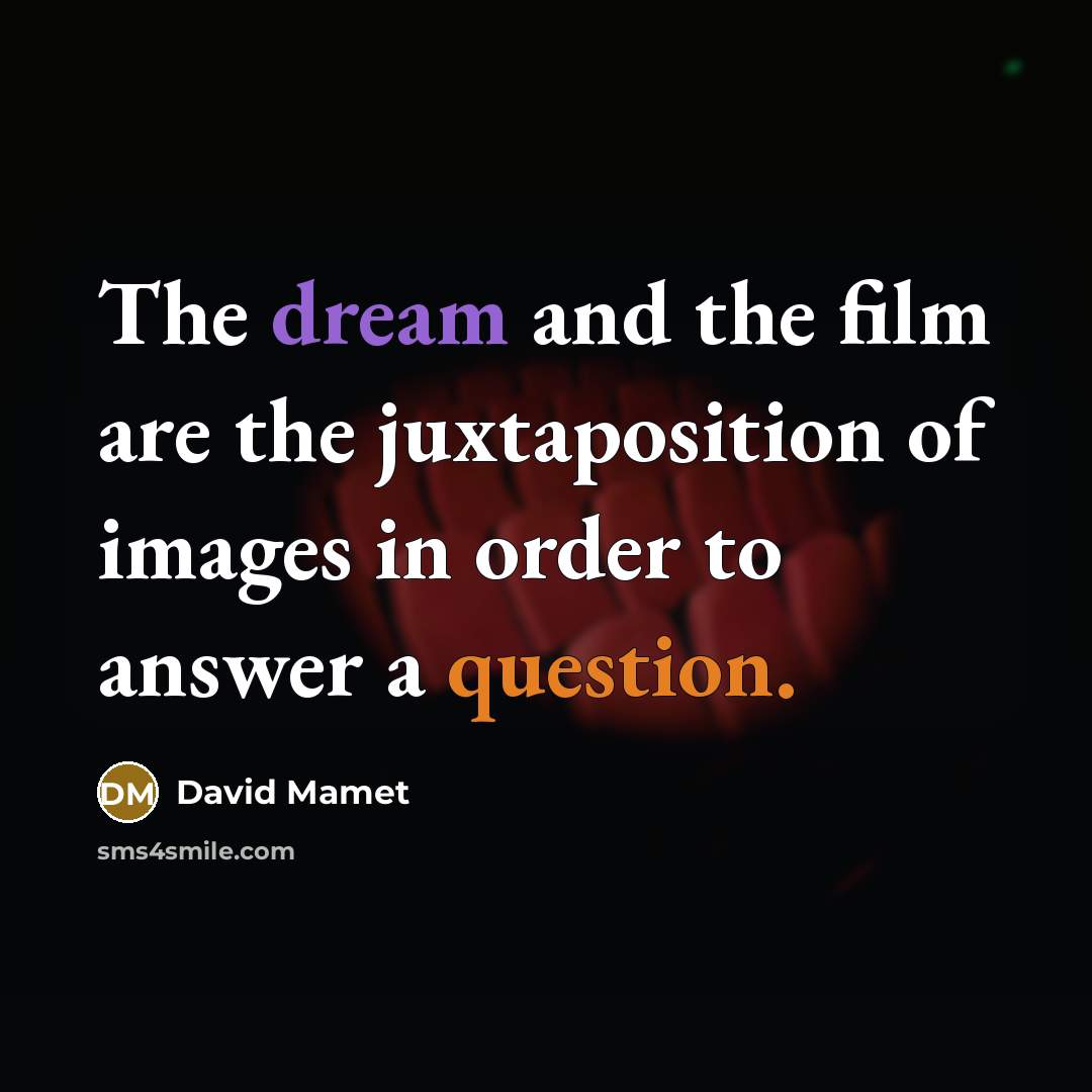 “The dream and the film are the juxtaposition of images…” quote by David Mamet