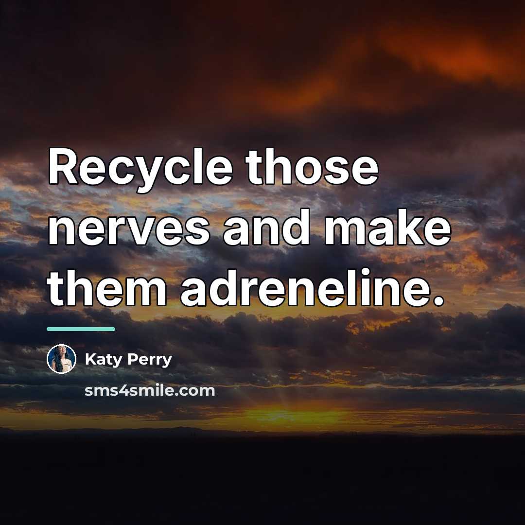 “Recycle those nerves and make them adreneline.…” quote by Katy Perry