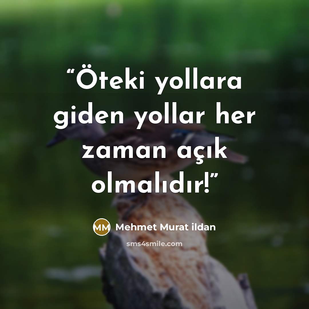 “Öteki yollara giden yollar her zaman açık olmalıdır!” quote by Mehmet Murat ildan