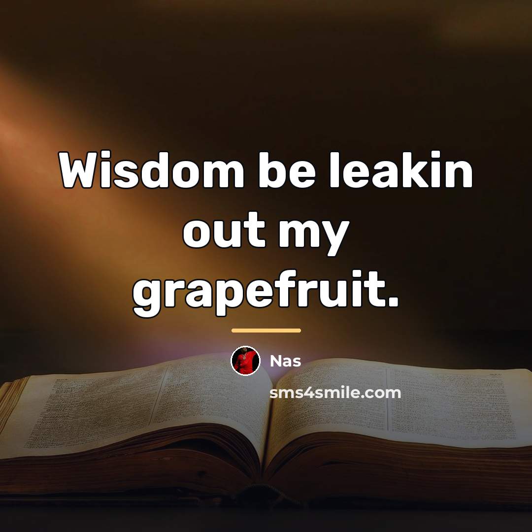 “Wisdom be leakin out my grapefruit.…” quote by Nas