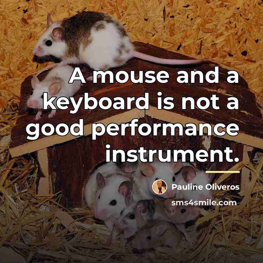 “A mouse and a keyboard is not a good performance…” quote by Pauline Oliveros
