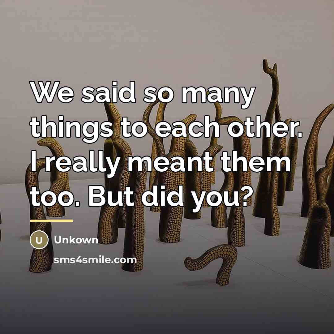 “We said so many things to each other. I really…” quote by Unkown