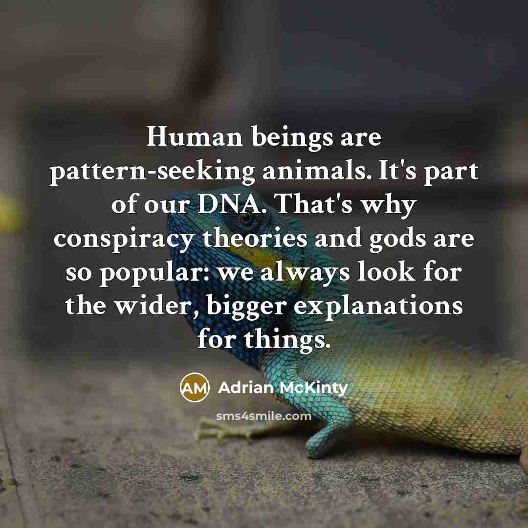 “Human beings are pattern-seeking animals. It's part of our DNA.…” quote by Adrian McKinty