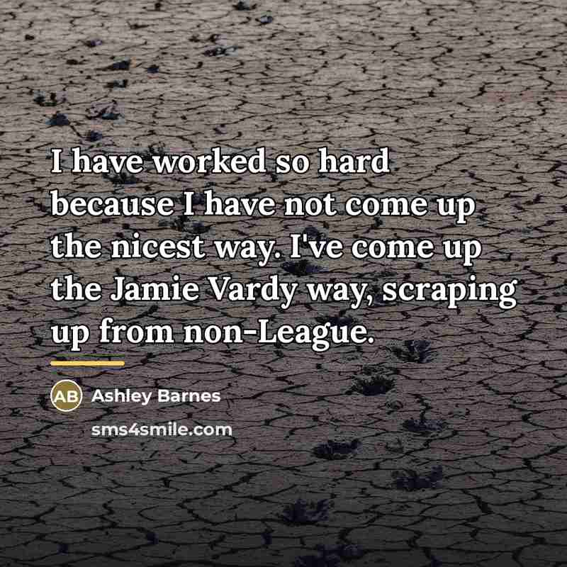 “I have worked so hard because I have not come…” quote by Ashley Barnes