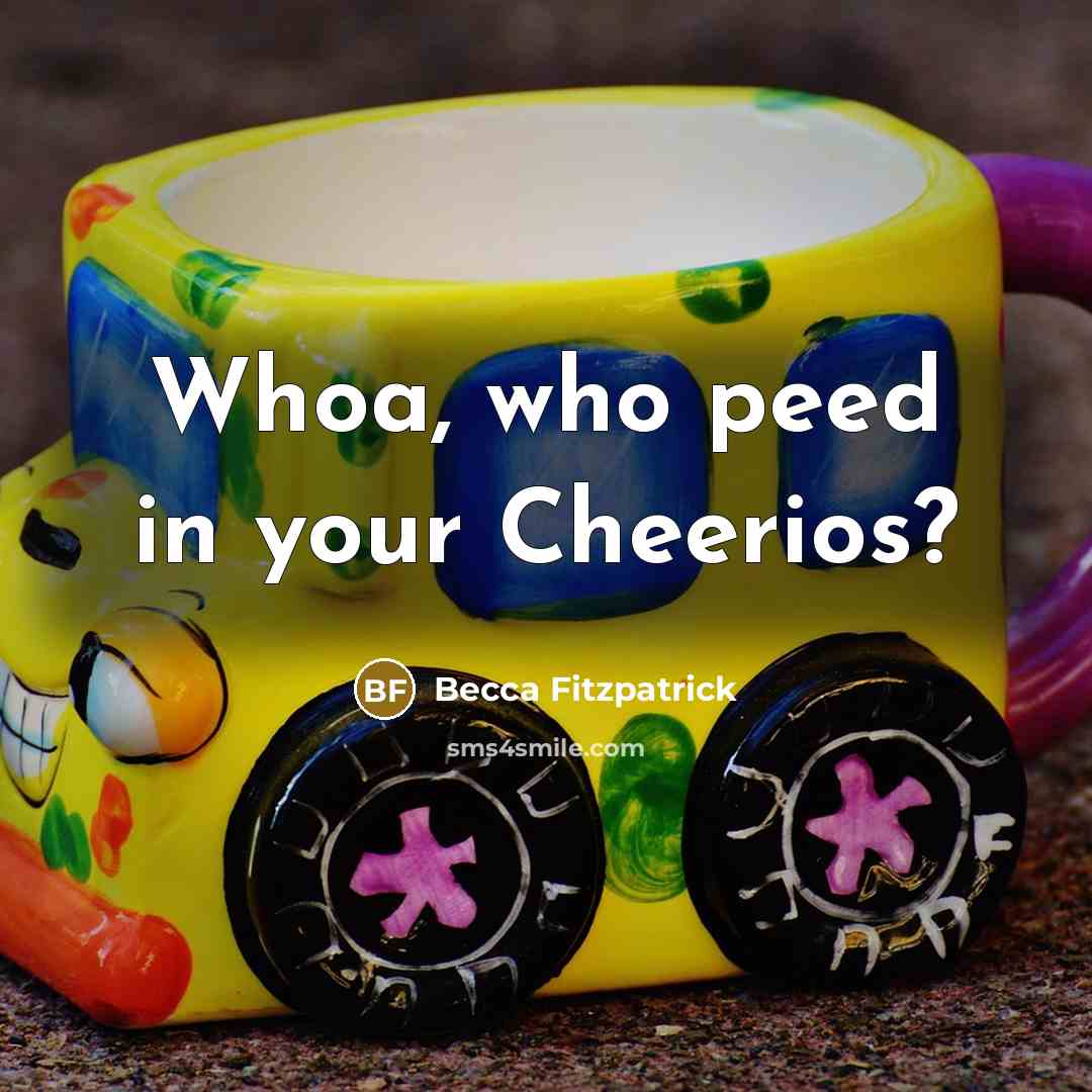 “Whoa, who peed in your Cheerios?…” quote by Becca Fitzpatrick