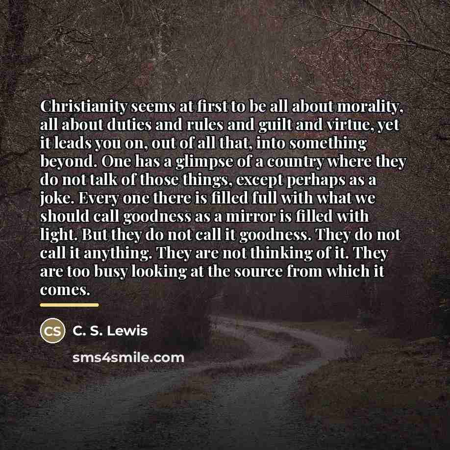 “Christianity seems at first to be all about morality, all…” quote by C. S. Lewis