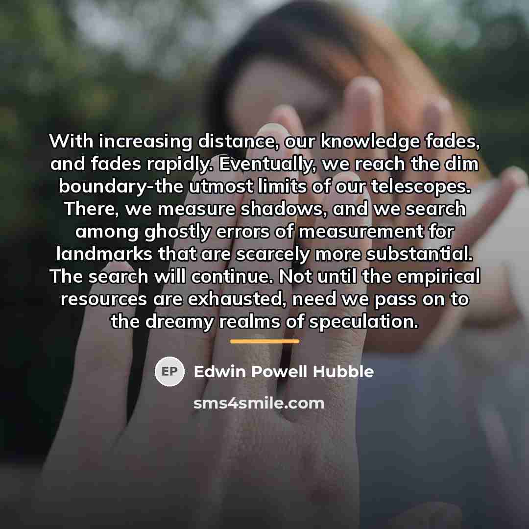 “With increasing distance, our knowledge fades, and fades rapidly. Eventually,…” quote by Edwin Powell Hubble