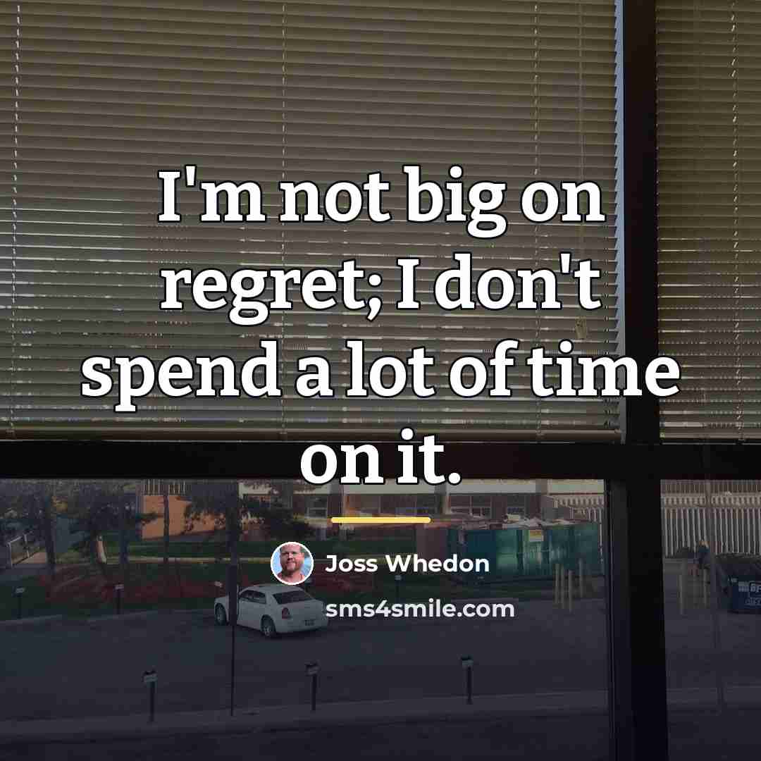 “I'm not big on regret; I don't spend a lot…” quote by Joss Whedon