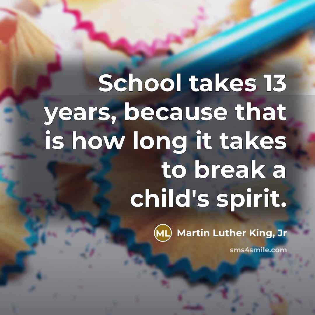 “School takes 13 years, because that is how long it…” quote by Martin Luther King, Jr