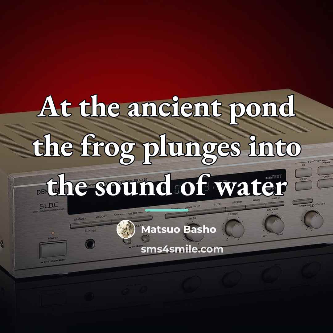 “At the ancient pond the frog plunges into the sound…” quote by Matsuo Basho