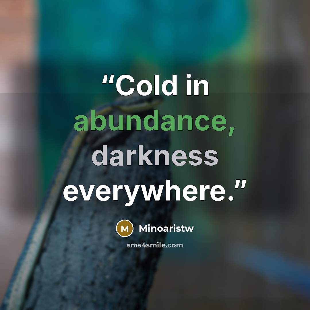 “Cold in abundance, darkness everywhere.” quote by Minoaristw