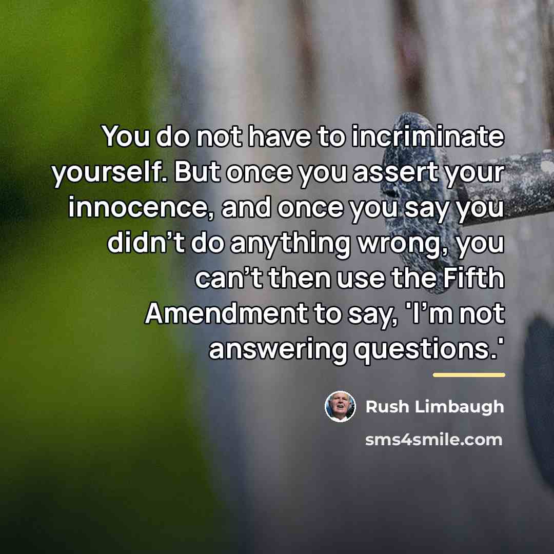 “You do not have to incriminate yourself. But once you…” quote by Rush Limbaugh
