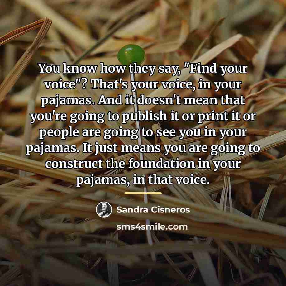 “You know how they say, "Find your voice"? That's your…” quote by Sandra Cisneros