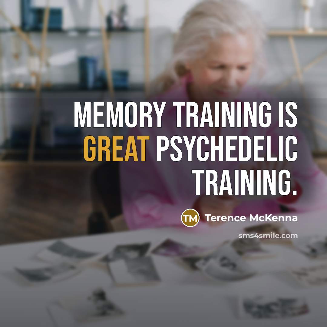 “Memory training is great psychedelic training.…” quote by Terence McKenna