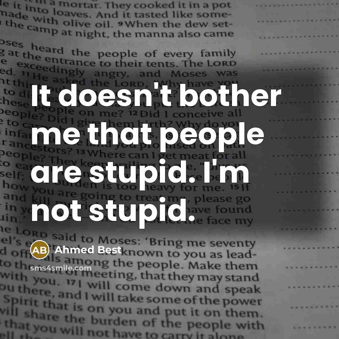 “It doesn't bother me that people are stupid. I'm not…” quote by Ahmed Best