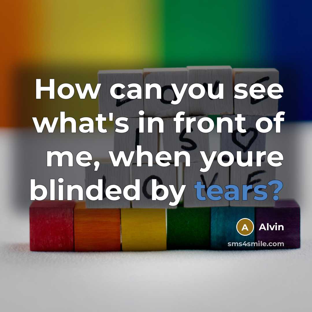 “How can you see what's in front of me, when youre blinded by tears?” quote by Alvin