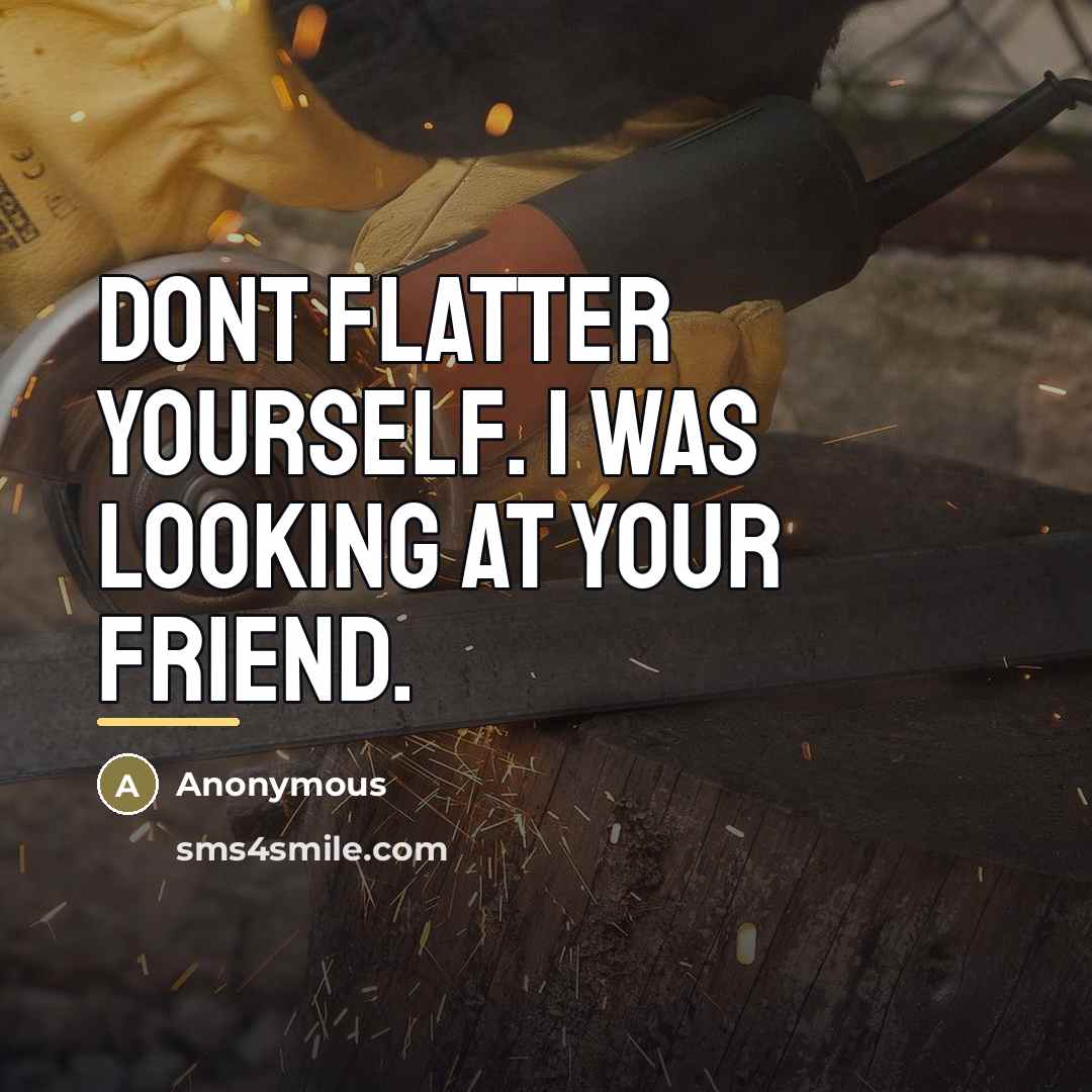 “Dont flatter yourself. I was looking at your friend.…” quote by Anonymous