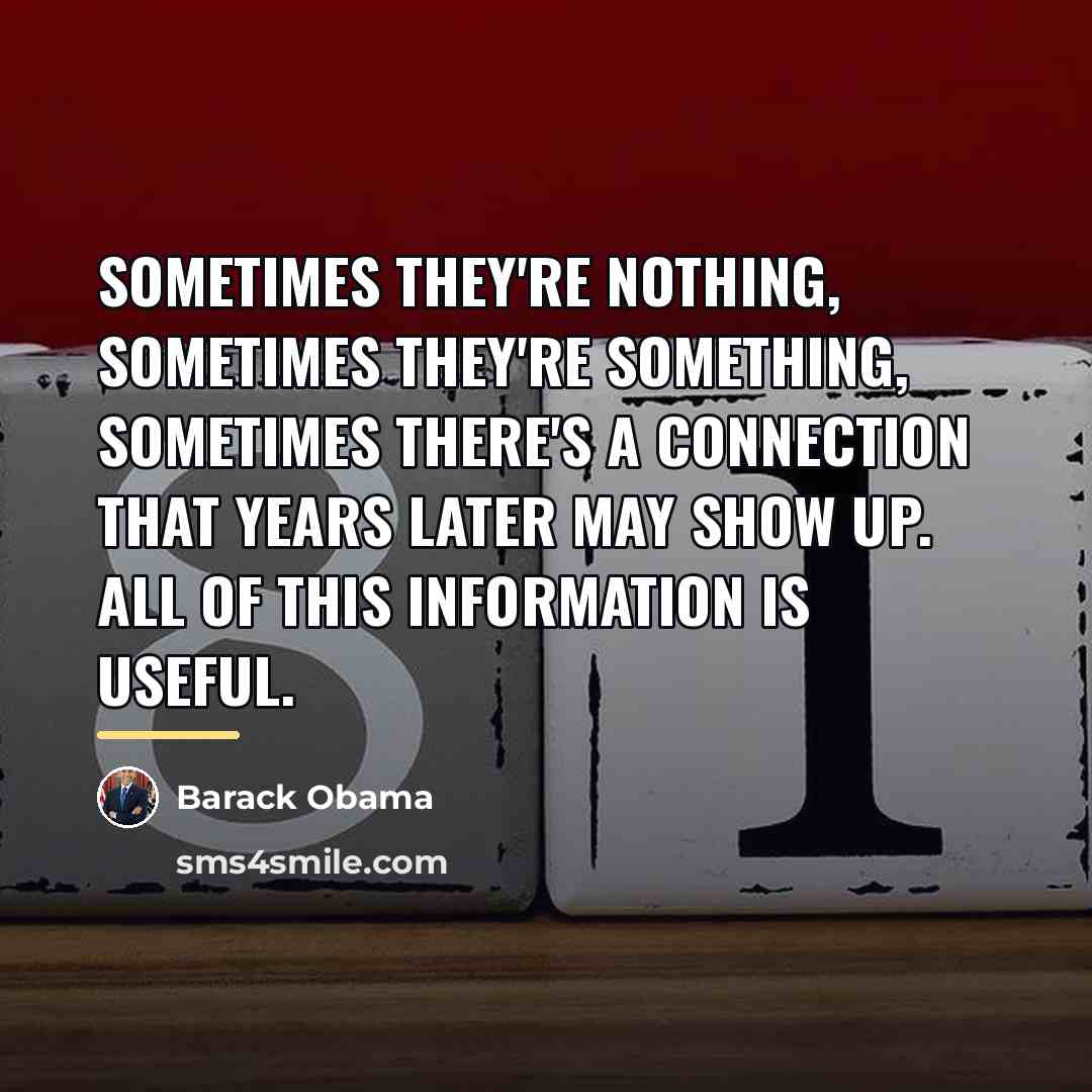 “Sometimes they're nothing, sometimes they're something, sometimes there's a connection…” quote by Barack Obama