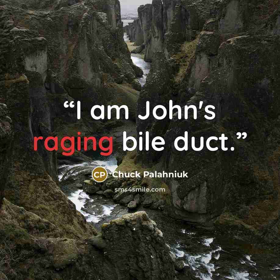 “I am John's raging bile duct.” quote by Chuck Palahniuk