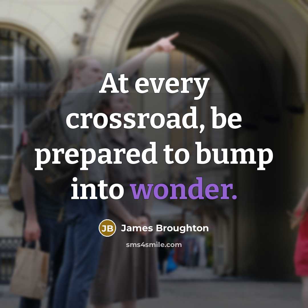 “At every crossroad, be prepared to bump into wonder.…” quote by James Broughton