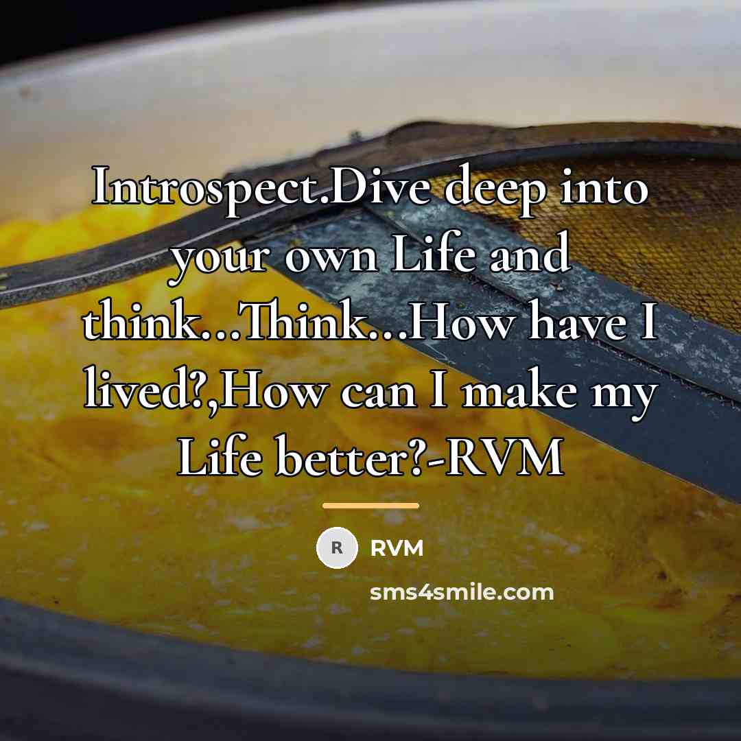 “Introspect.Dive deep into your own Life and think...Think...How have I…” quote by RVM