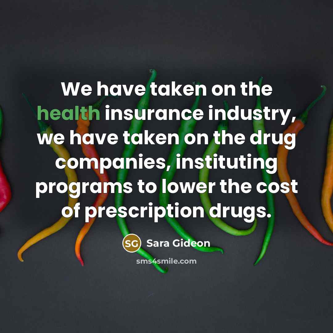 “We have taken on the health insurance industry, we have…” quote by Sara Gideon