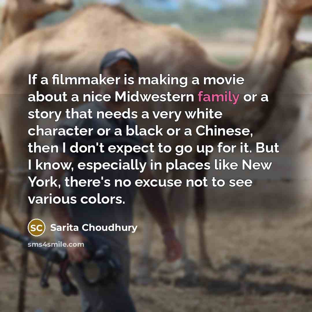“If a filmmaker is making a movie about a nice…” quote by Sarita Choudhury